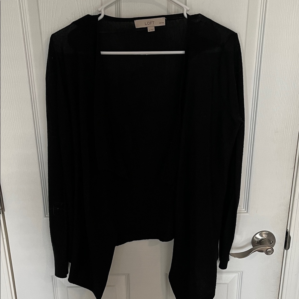 LOFT Women's Classic Black waterfall Cardigan